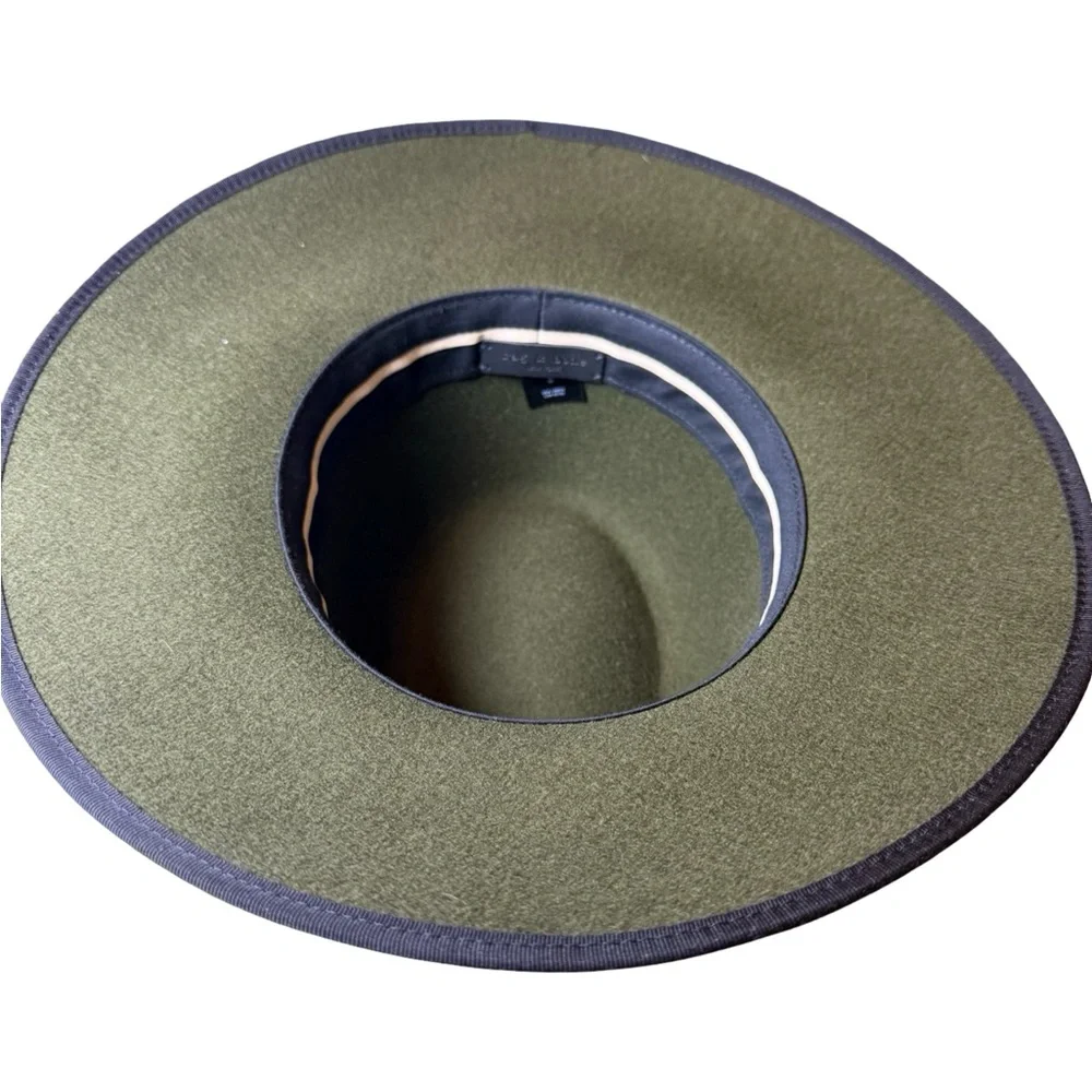 rag & bone Olive Green Wool Wide Brim Hat • Size M • Made in Spain - Picture 5 of 11